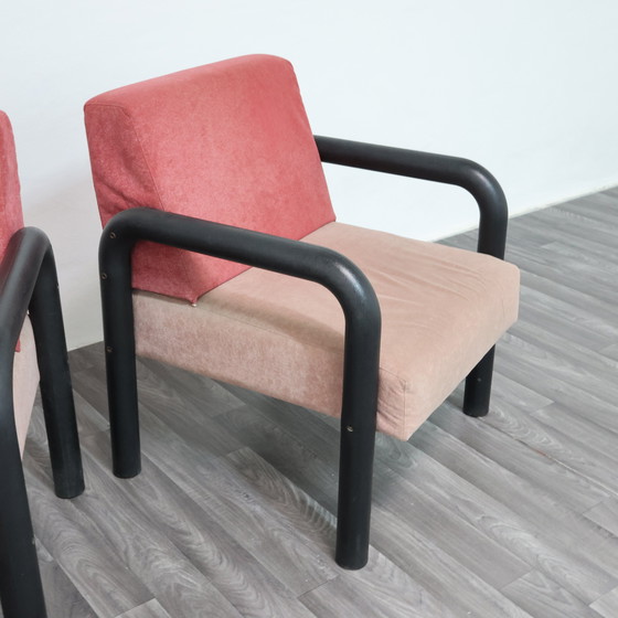 Image 1 of Paar postmoderne Memphis-stijl fauteuils uit de jaren 80, modern design