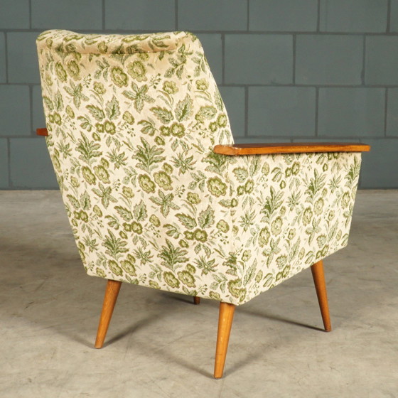 Image 1 of Vintage Club Armchairs - Velvet Leaf Motif - 1960s