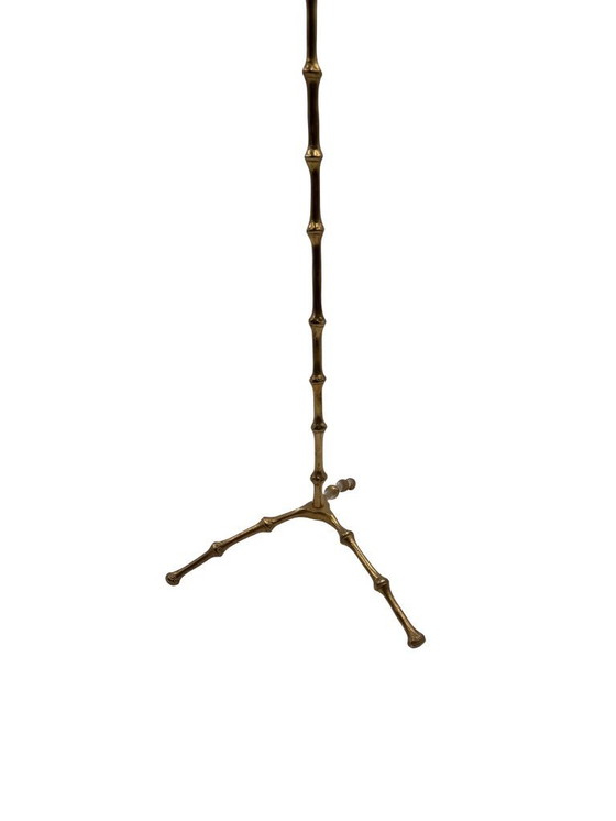 Image 1 of Hollywood regency bamboo shape brass floor ashtray, Maison Bagues France, 1970s