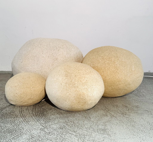 ENSEMBLE DE 4 ROCHES DE LUNE 'DORA' PAR ANDRÉ CAZENAVE POUR RONALD JAMOIS, FRANCE, années 1970