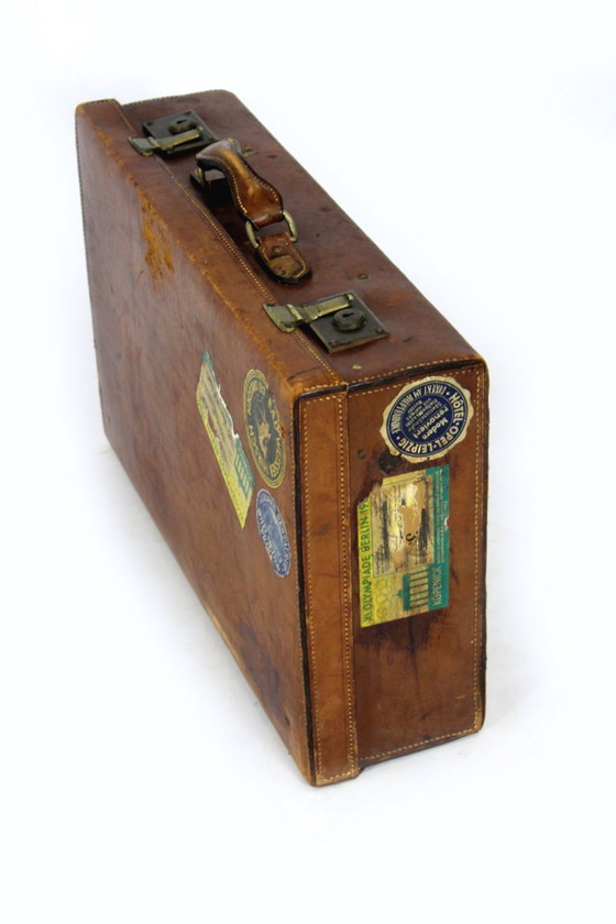 Valise en cuir pour participant aux Jeux olympiques de Berlin, par Alfred Lerbletier, années 1930 (photo 20 of 21)