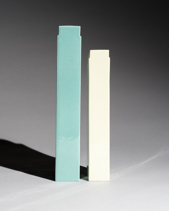 Image 1 of Rare Postmodern Ceramic Vase Duo Karl Till Staatliche Majolika Karlsruhe, 1996