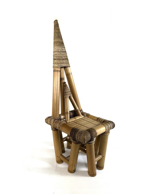Image 1 of Skulpturaler Vintage-Stuhl aus Bambus und Schilfrohr, 50er Jahre