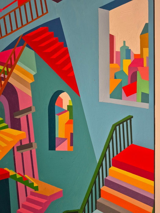 Stairway to nowhere - Franklin van Dam – Paintings & Drawings, Mdf, Wood (photo 2 of 6)