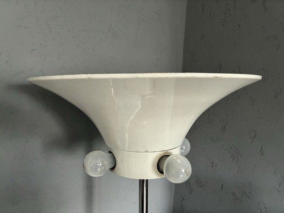 Lampada da terra Staff Leuchten Mid-Century con paralume grande, anni '70, Lampade da terra, Metallo, Bianco (foto 4 di 8)
