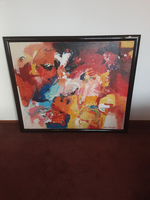 Theo Den Boon-Abstract Schilderij Op Linnen 1991