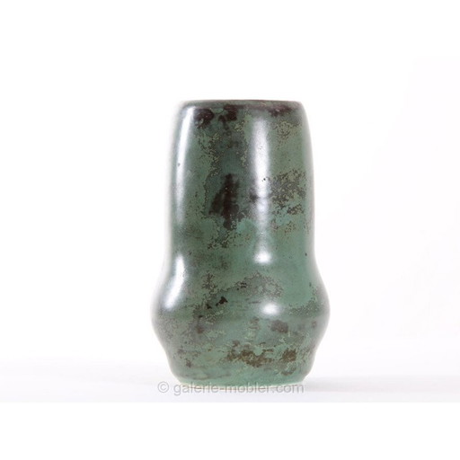 Vase scandinave en céramique vintage vert bronze pour l'Arabie, 1940