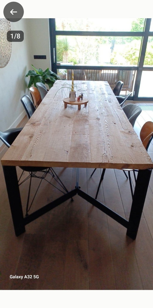 Mesa de madera rústica de 1x3 m – eettafels, Wood, Metal