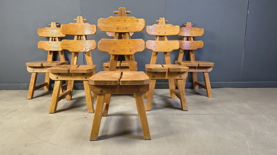 Image 1 of Vintage Spanish brutalist dining chairs, set of 6 - 1960s