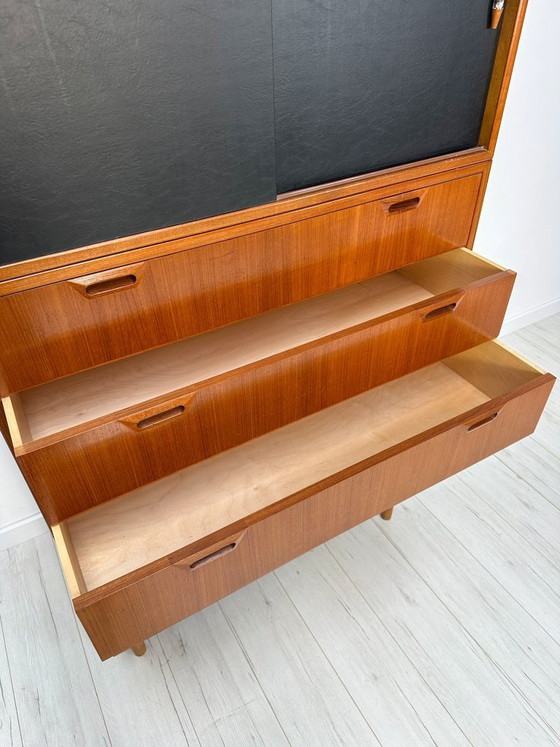 Image 1 of 1960s Danish Teak Cabinet – Mid-Century Three-Piece Storage Unit with Drawers & Sliding Doors