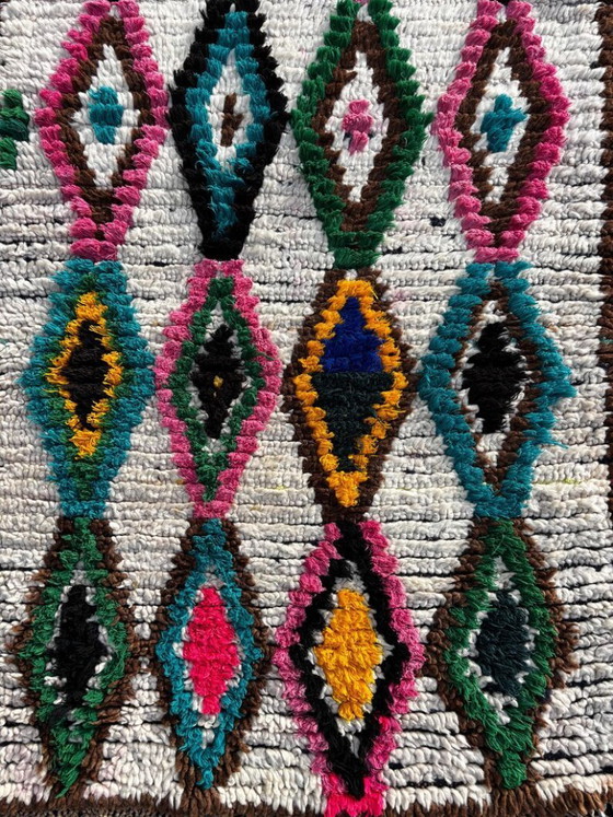 Image 1 of Moroccan Beni Ourain rug in wool, 90x160 cm, vintage Berber rug, black and white rug, natural wool rug, hallway runner