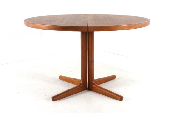 Image 1 of Vejle round 2x extendable dining table vintage Danish