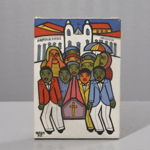 Evandro Norbim (1934) Rio Brasile acrilico su tela "O Entrodo Medico" 1988