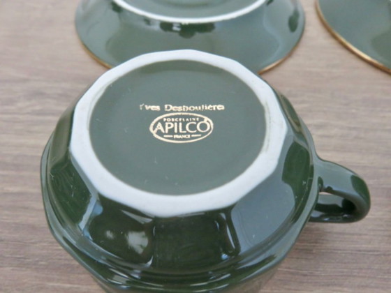 Image 1 of Apilco, set van 2 Parijse bistrokopjes en schotels, jaren 80