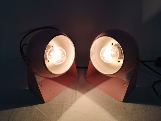 Paire de Lampes design vintage années 70, Métal, Rose (photo 4 sur 7)