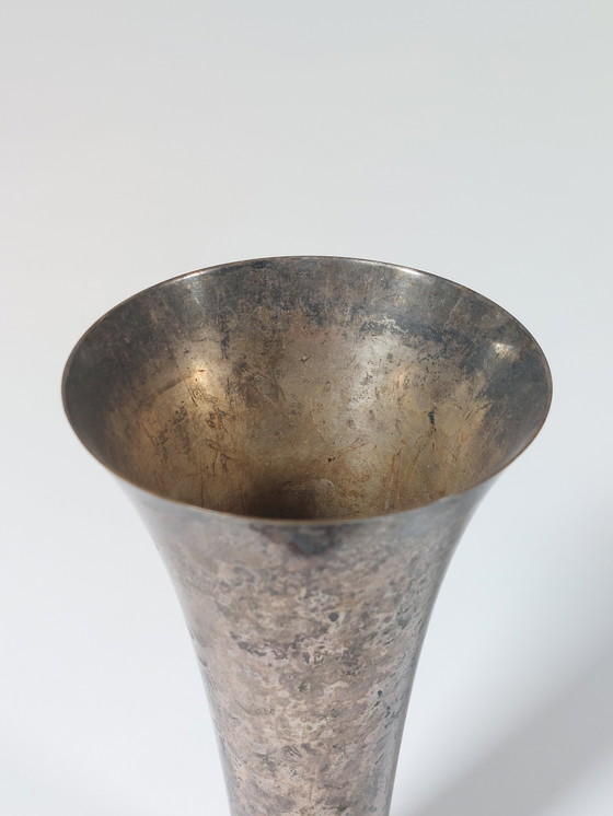 Image 1 of Beautifully patinated silver-plated table vase with ball feet, WMF Art Deco