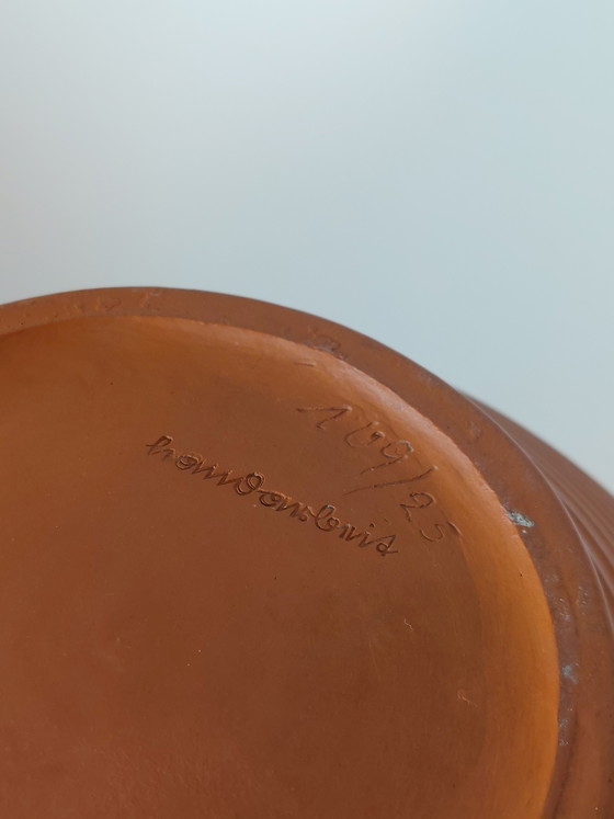 Image 1 of Pair of handmade vintage terracotta handled vases
