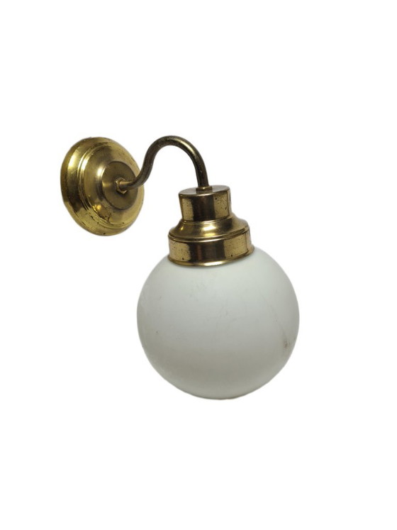 Art Deco wandlamp, Polen, jaren 1950 – Wandlampen, Glass, Brass (photo 6 of 8)
