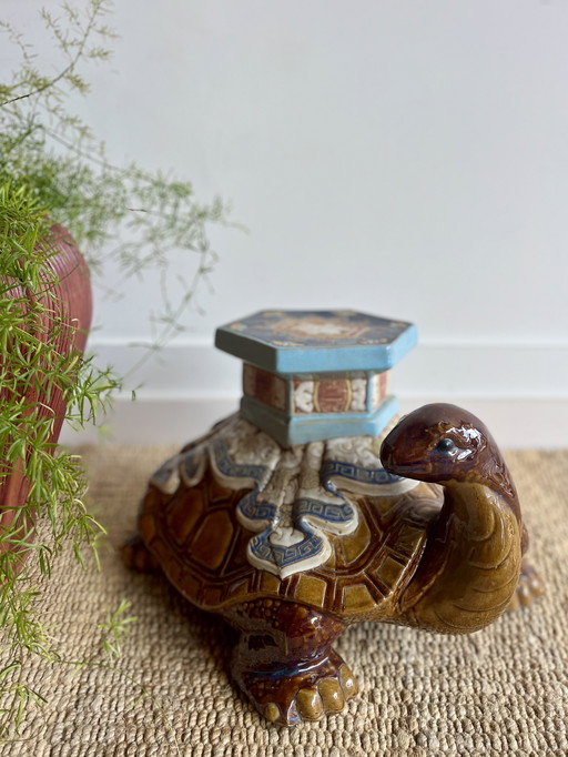 Support pour plantes en forme de tortue en céramique, années 70