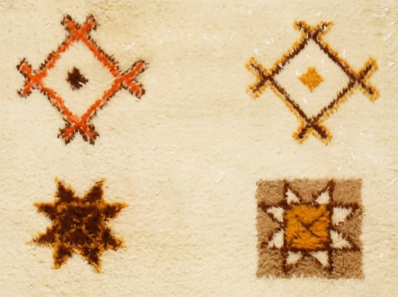 Image 1 of Large Vintage Turkish Tulu Rug – High-Pile Cream & Orange Wool Shaggy Carpet 334 x 242 cm