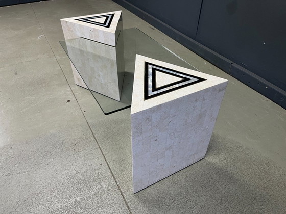 Table basse vintage en mosaïque et nacre, années 1980 – Tables basses, Glass, Stone (photo 4 of 9)