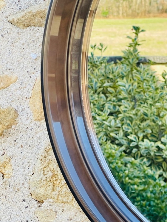 Image 1 of Mid-Century, Vintage, Rond Spiegel van Gerookt Acryl, Jaren 70