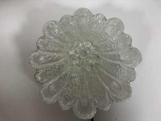 Image 1 of Vintage Ijsglas Plafonnière "Morgenstjerne" Iced Flower– West-Duitsland