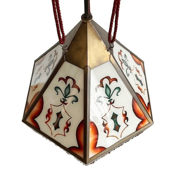 Image 1 of Suspension Art Déco XL ancienne, école d'Amsterdam, années 1920
