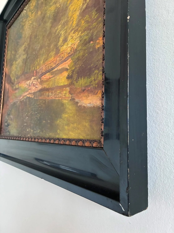 Image 1 of Vintage original oil painting forest landscape