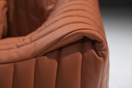 Image 1 of Schitterende vintage Sandra-bank met nieuw leer, ontworpen door Annie Hiéronimus voor Cinna in 1970.