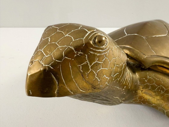 Image 1 of Hollywood Regency, scultura di tartaruga in ottone/scatola/tartaruga a becco di civetta, Francia, anni '70