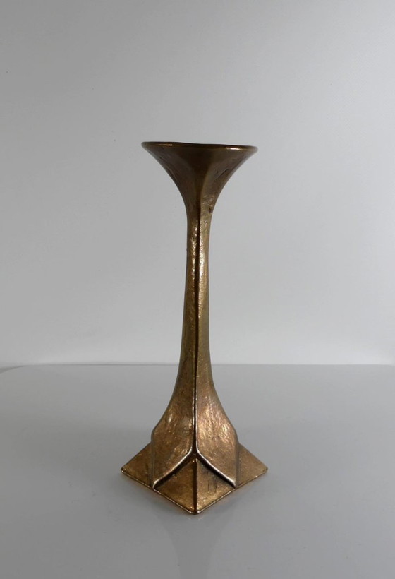 Image 1 of Brutalist bronze candlestick by Harjes, 1960s