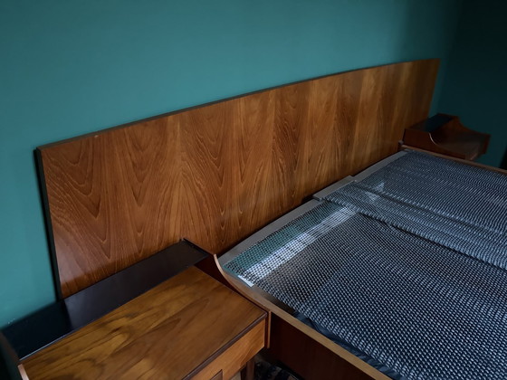 Image 1 of Vintage wooden bed 150x200 with bedside tables