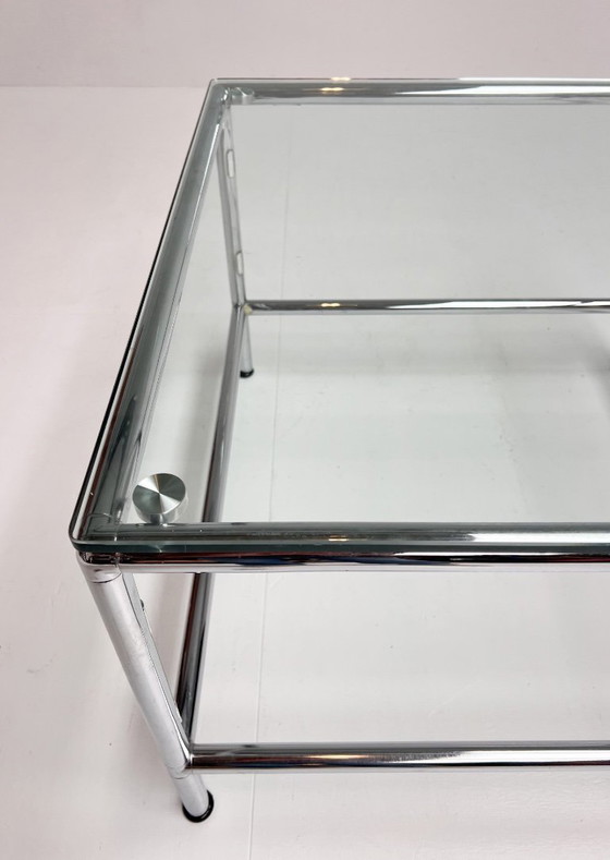 Tavolino da caffè quadrato in vetro, 71 x 71 cm, anni '90 – Tavolini da caffè, Metal (photo 2 of 13)