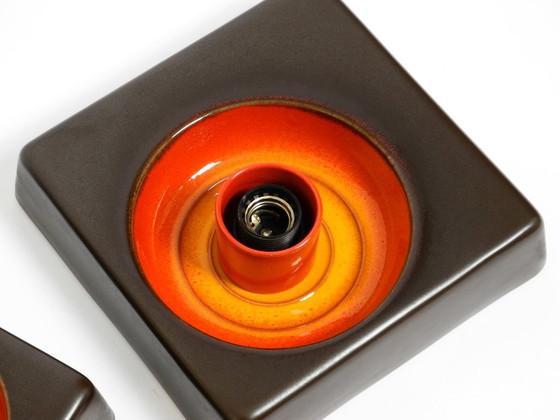 Image 1 of Dos preciosas lámparas de pared de cerámica originales de la Era Espacial de los años 70