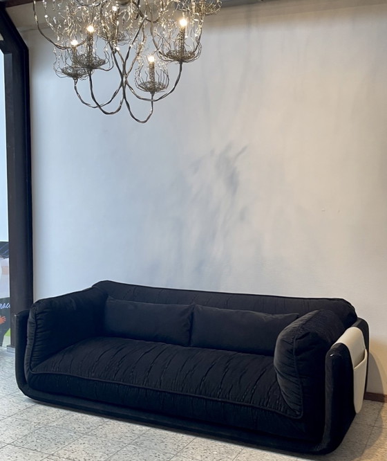 Image 1 of New Leolux Lunetta 3-Seater Sofa Black Rib Fabric