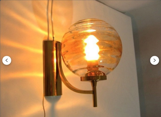 Image 1 of Applique (2), Mid Century Modern, Art Déco, ottone, vetro di Murano, vintage, raro