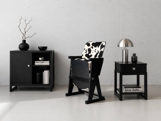 Image 1 of Postmoderne bioscoopstoel met koeienhuidlook, jaren 80