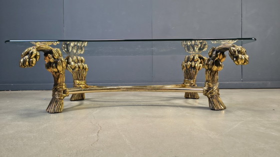 Image 1 of Table basse tulipe en laiton vintage, années 1970