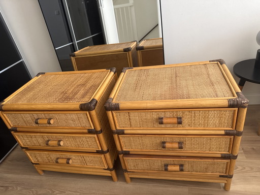 Vintage Rotan/Bamboo Cabinet – nachtkastjes, Rattan, Wood (photo 2 of 6)