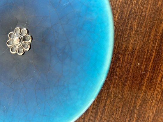 Image 1 of blue ceramic trinket tray