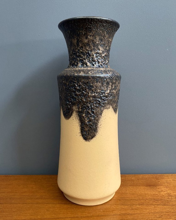 Image 1 of U-Keramikvase (Überlacker) Modell 1452-40, gelb und schwarz WGP 1960er Jahre