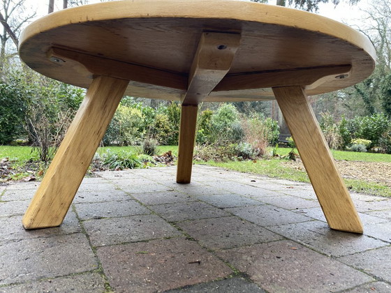 Image 1 of Round solid wood coffee table Ø100 – Japandi / Brutalist