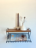 Vintage string wall rack 1960s/70s - wood & metal