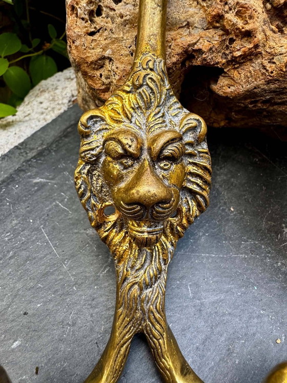 2 appendiabiti a forma di leone in ottone massiccio Art Nouveau – Brass (photo 4 of 6)
