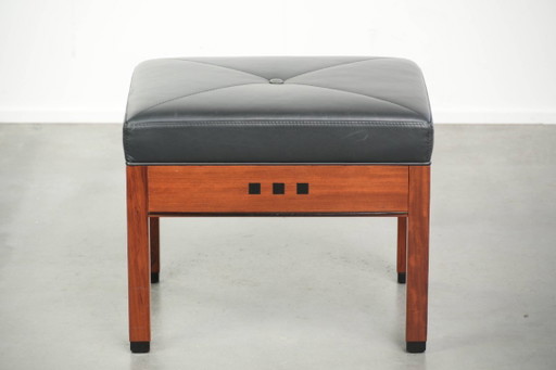 Black cowhide leather designer ottoman by Schuitema in Art Deco style from the Decoforma series (photo 2 of 8)