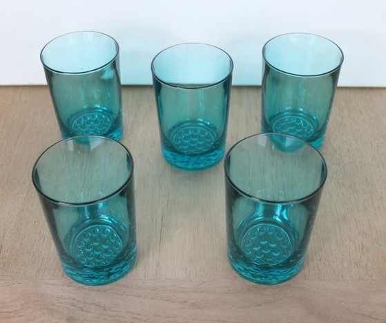 Image 1 of Ravenhead Hobnob turqoise drinking set, jug + glasses, original vintage '60