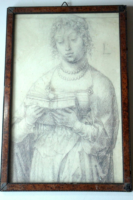 Romantic pencil drawing framed