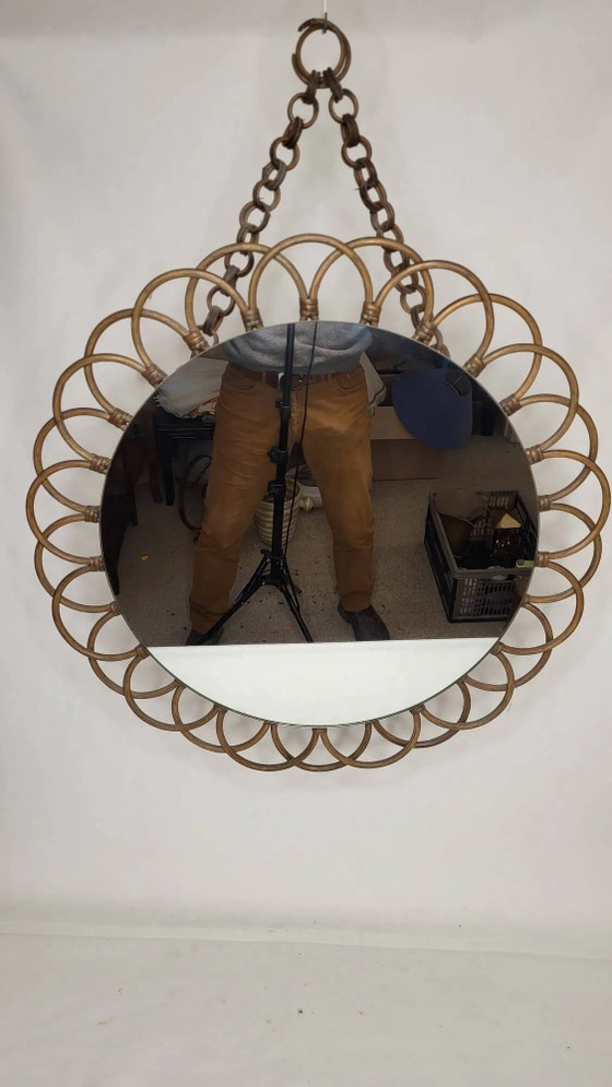 Rattan sun mirror 1970s – Wicker, Vintage (photo 4 of 7)