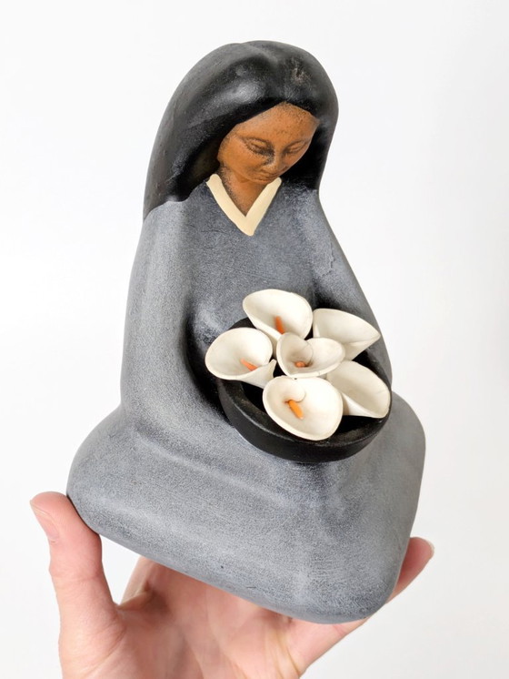 Image 1 of 1970s Tonalá "Las Marias" Handmade Figurine | Vintage Mexican Folk Art Pottery